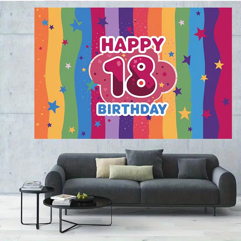 18th Birthday Party Backdrop Polyester Banner 229.87 x 179.83 cm Photo Booth Decoration