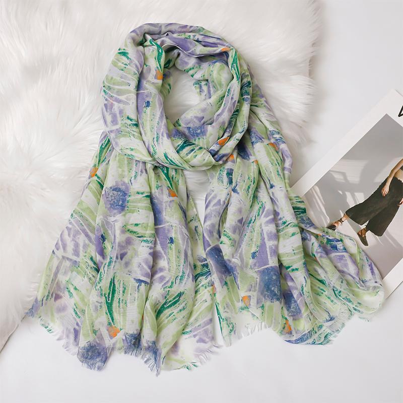 Хлопковый шаль с цветочным тиснением; Вискозный шарф для женщин; пляж; Солнцезащитный; Мусульманский хиджаб-обертывание