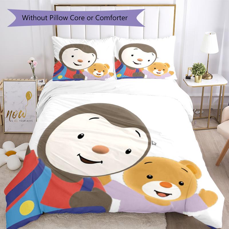3pcs Tchoupi Bedding Set Duvet Cover Closure Includes 1 Duvet Cover & 2 Pillowcases, Soft and Comfortable for All Seasons.