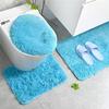 3 Pcs/set of Solid Color Bathroom Mat Set Fluffy Bristles Bath Blanket Modern Toilet Cover Blanket Set Rectangle