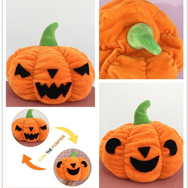 Adorable Reversible Pumpkin Plush Toy Perfect Halloween Gift Customizable Doll