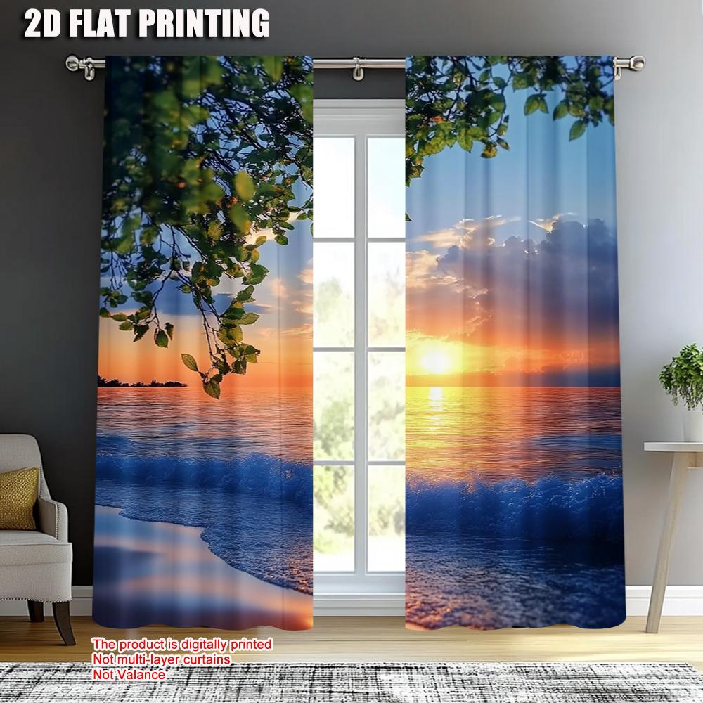 2 шт., Сценические шторы море Блэкаут Полиэстер Универсальные Идеально подходят для украшения общежития