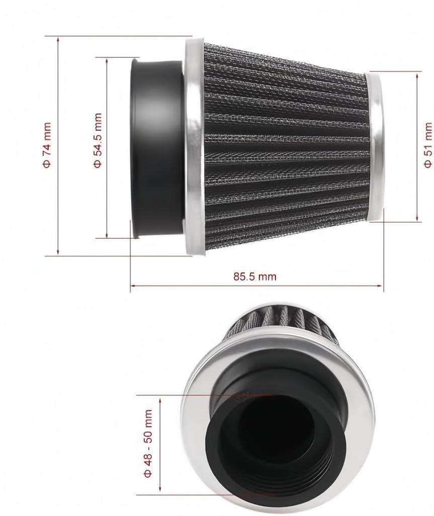 Air Air Filter Power Filter for Motorcycles, Stainless Steel Mesh with Band, Chrome