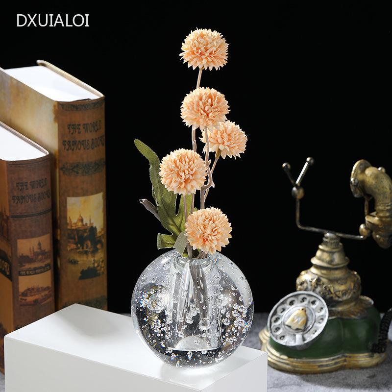The Crystal Glass Handicraft Desktop Ornaments Creative Glass Vase Home Decoration Accessories Flower Pot 1pcs