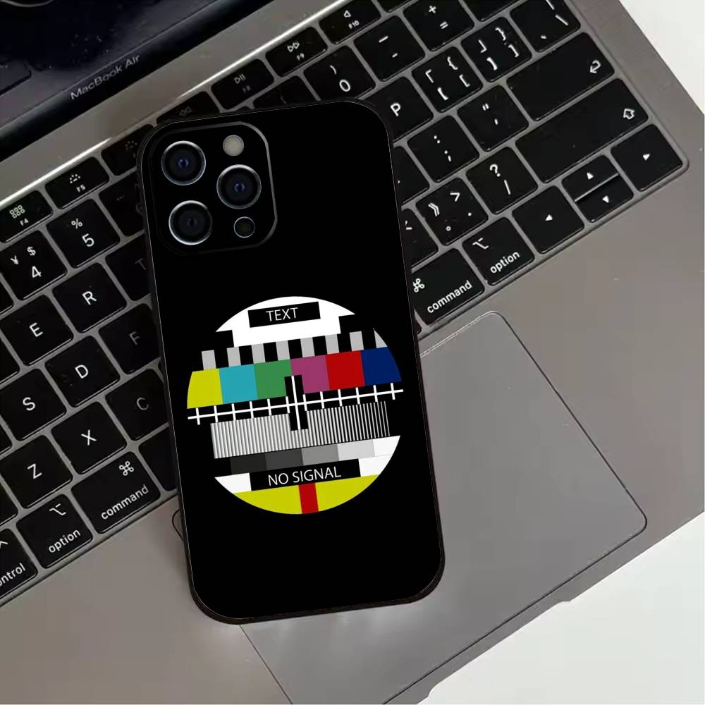 No Signal TV ART  Phone Case For iPhone 17,16,15,14,13,12,11 Plus,Pro Max,XS,Soft Silicone Black Cover