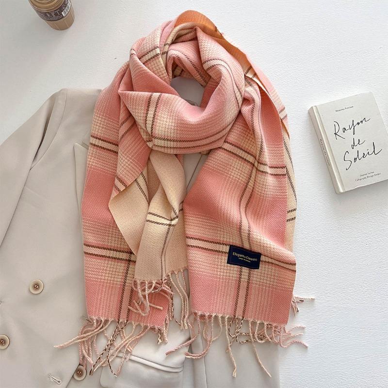 Осень и зима новый универсальный шарф женский утолщенный вязаный толстый бахромчатый теплый шарф имитация кашемира шаль