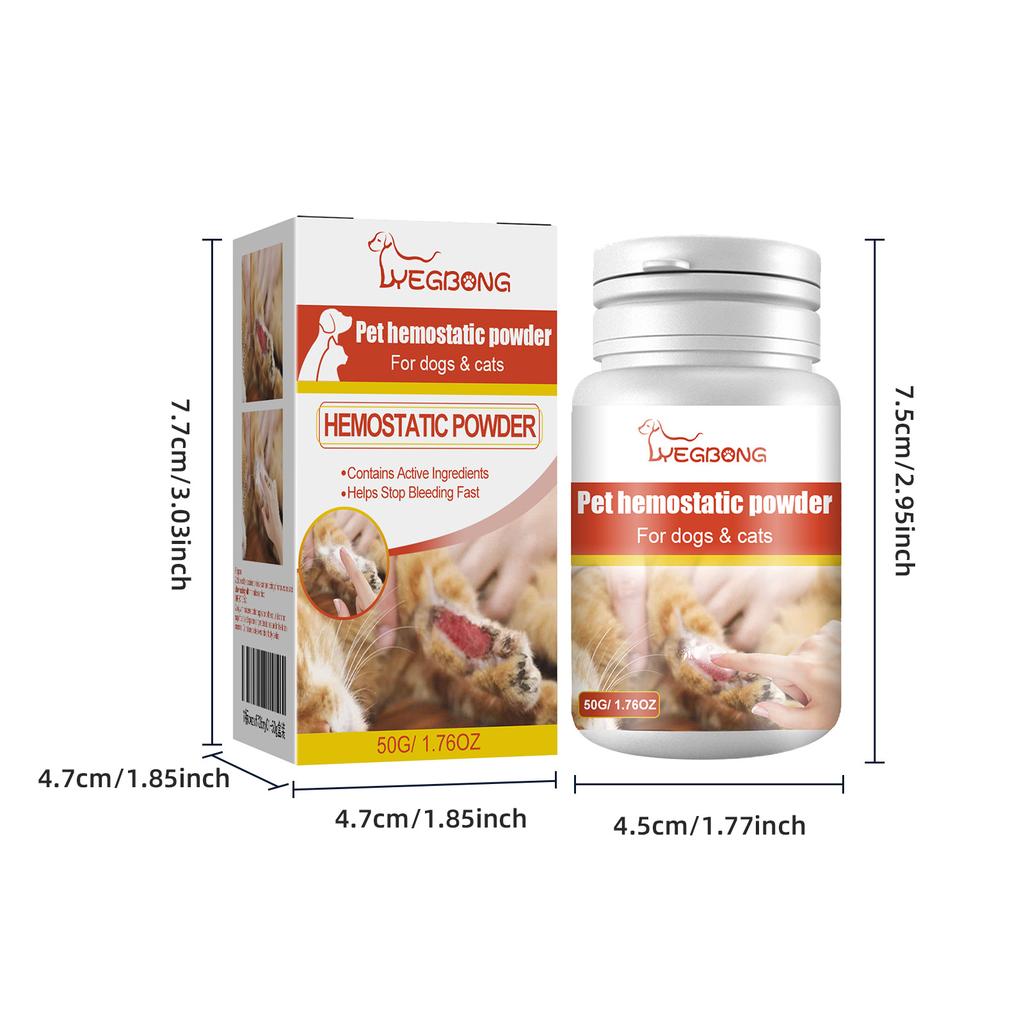 Yegbong Fast-Acting Blood Stop Powder for Pets Quick Stop Bleeding Powder for Dog Nail Clipping, Grooming, Cuts and More