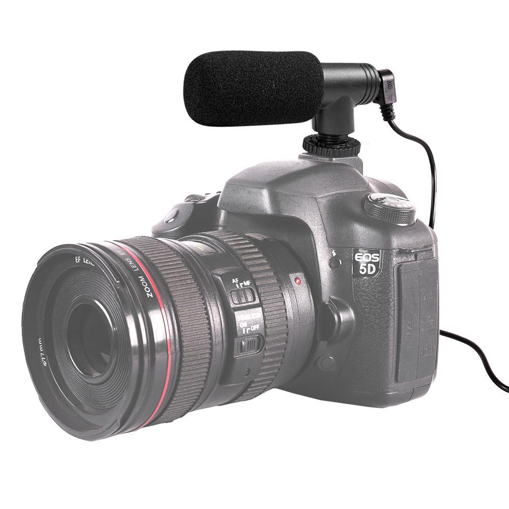 Микрофон в форме пистолета для DSLR: Аудиозахват с шумоподавлением для записи видео в реальном времени, интервью и с 3,5-мм интерфейсом