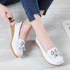 Spring & Autumn Leather Wedge Shoes for Women - Soft Sole, Hollow Design, Ideal for Middle-Aged & Elderly