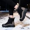 Женские зимние новинки 2025 года - модные, удобные, повседневные и теплые хлопковые ботинки на толстой подошве с передней молнией и необработанным краем, с цветной отделкой.