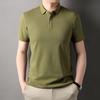 Мужская рубашка-поло из чистого хлопка с короткими рукавами, однотонная, свободная, повседневная, с лацканами, одежда для отца, высококачественная