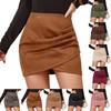 Women's Casual Solid Color Hip Hugging Skirt With Pleats And Irregular Zippers, Short Skirt