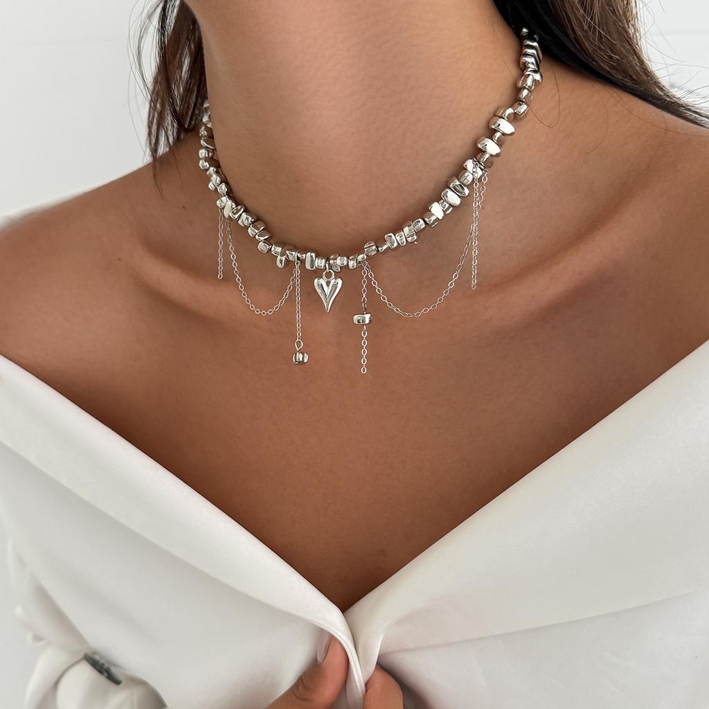 Exquisite French Style Necklace For Women Light Luxury Y2K Multi Layer Imitation Pearl Tassel Neck Chain Girls Trendy Choker