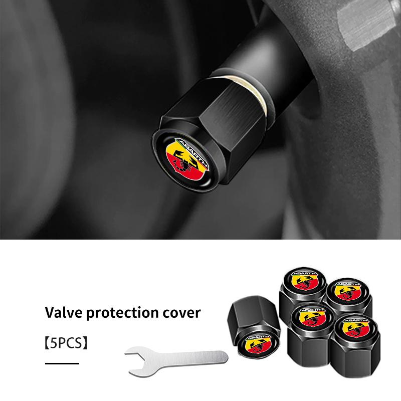 For Abarth 5pcs Metal Car Tire Wheel Theftproof Cap Air Valve Stem Cover Fiat Grande Punto Tipo Stilo Ducato Palio 500x