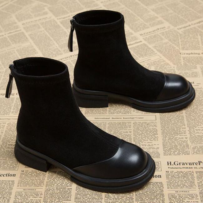 Женские замшевые ботильоны на среднем каблуке, плюшевые туфли на зимнем каблуке 2025 года, модная офисная обувь на толстом каблуке, модные прогулочные нескользящие ботинки Mujer