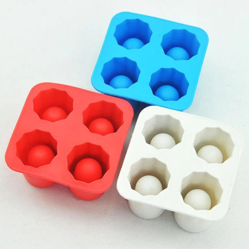4 Cup Shape Silicone Ice Cube Mold Shot Glass IceMould Ice Cube Tray Summer Bar Party Beer Ice Cocktail Cold Drinking Tools