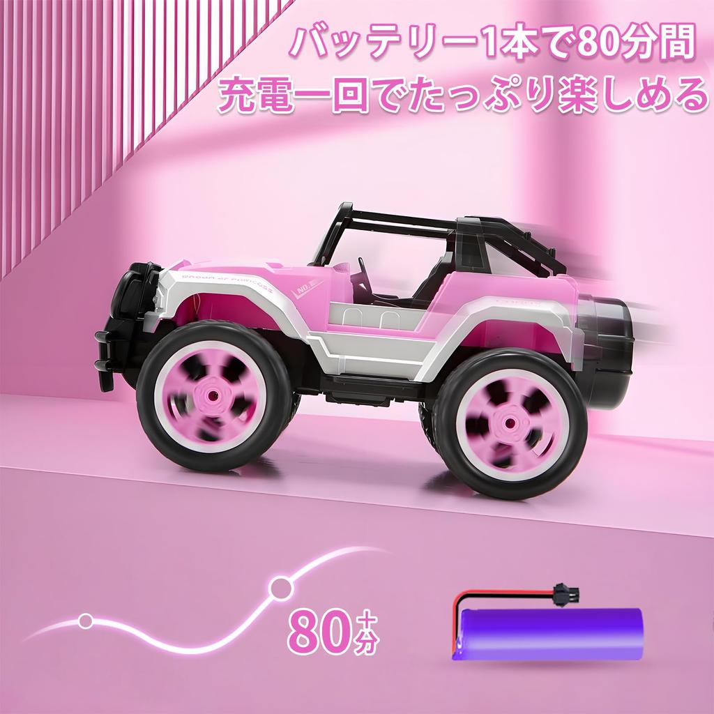 Carox Scale Car for Cute Approximately 80 Minutes of Operation with Perfect for Elementary School Toys and Birthday Pink 1/16 Radio-Controlled Girls,