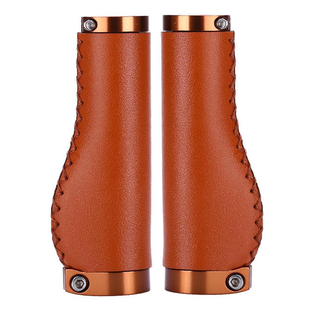 1 пара кожаных велосипедных ручек с фиксацией, амортизирующие, предотвращающие скольжение, ретро из ПУ кожи