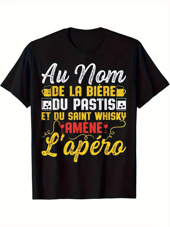 Men's Funny Au Nom De La Biere Et Du Pastis Gift for Beer Lovers t Shirt Summer Oversize Tee Women Loose Novelty Streetwear Top