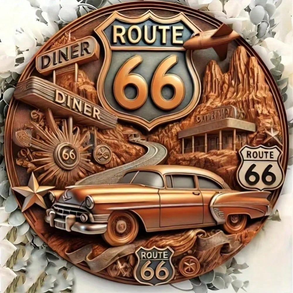 Двумерный винтажный металлический знак Route 66, ретро жестяной плакат для домашнего бара, деревенский настенный декор для кафе, клуба, гаража