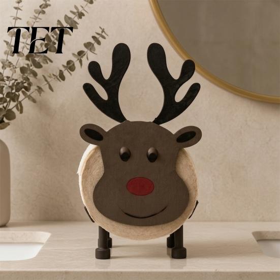 Kitchen Counter Organizer Reindeer Paper Towel Holder, 3D Printed Standing Tissue Dispenser, Retro Holder Stand Style Decorative Roll for Bathroom And