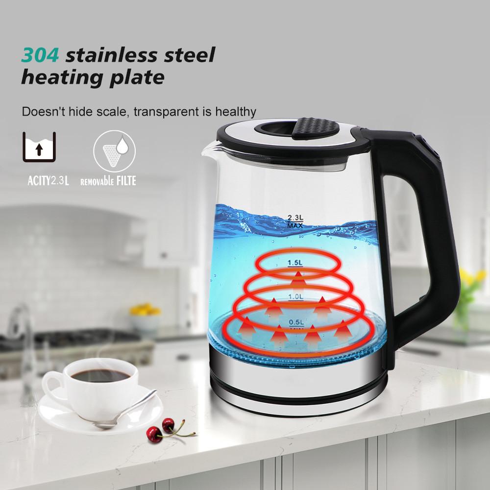 2.3L Large Capacity Electric Kettle Household High Borosilicate Glass Electric Teapot Multifunctional Health Pot