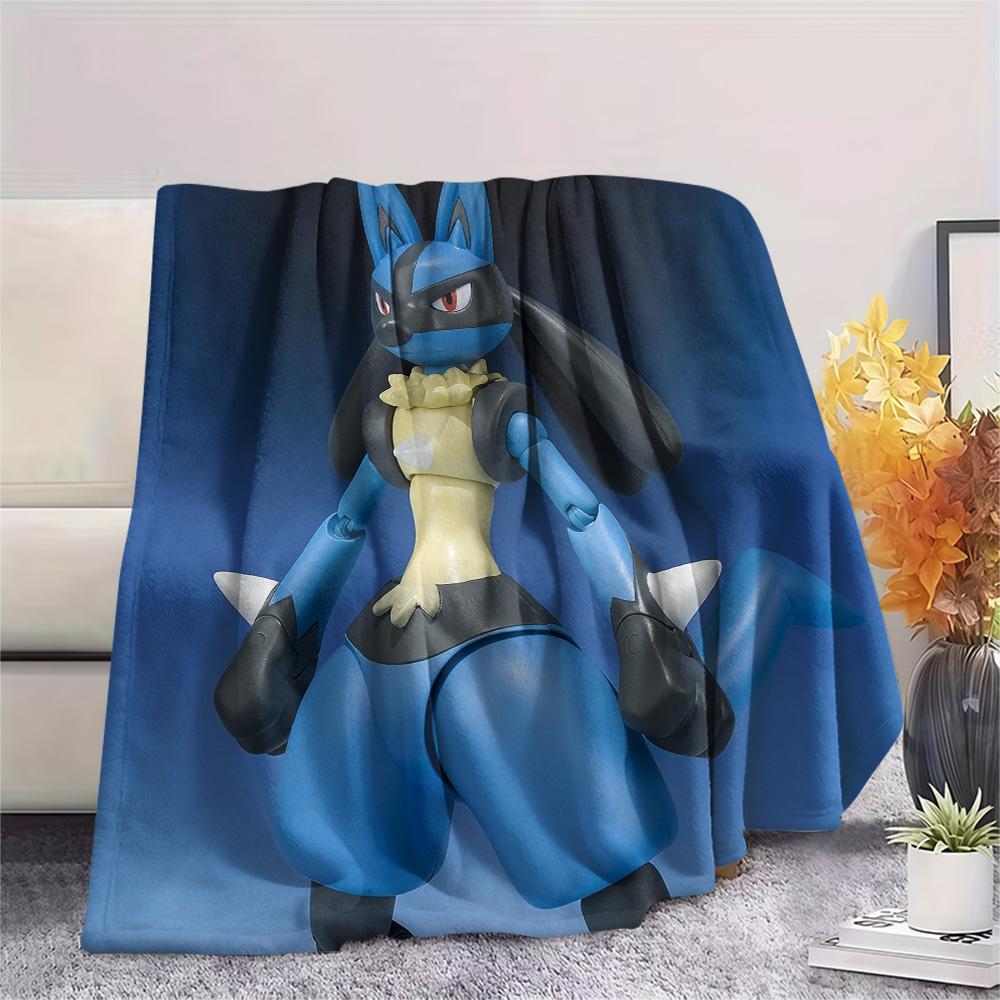 Lucario 3 Print Flannel Blanket, High quality Comfortable for All Seasons, Home Decor, Warmth and Comfort