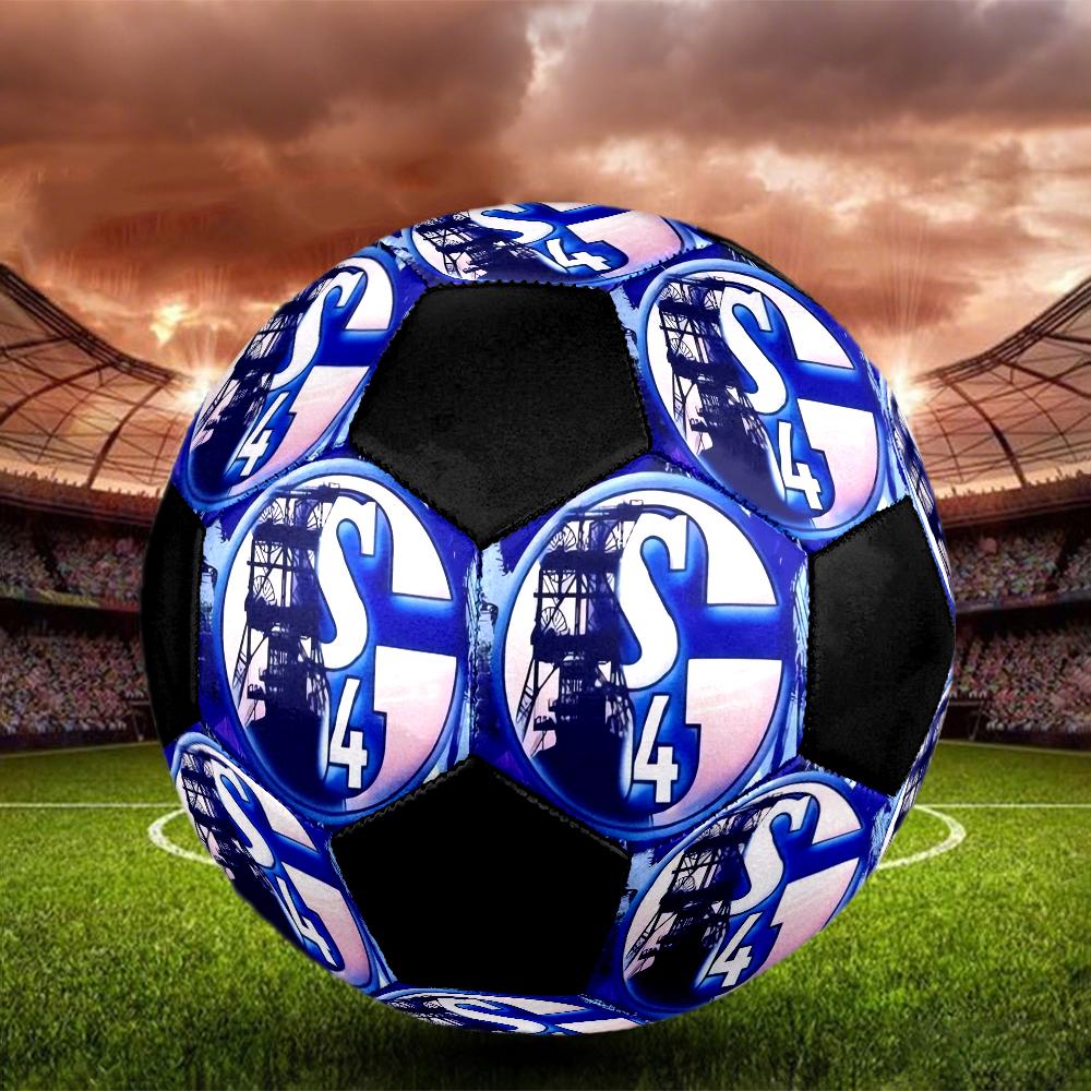 Schalke 04 Indoor Soccer Ball Colorful Machine Stitched PVC Size 5 Team Training Competition Ready Durable High-Bounce Cool Sports Gift