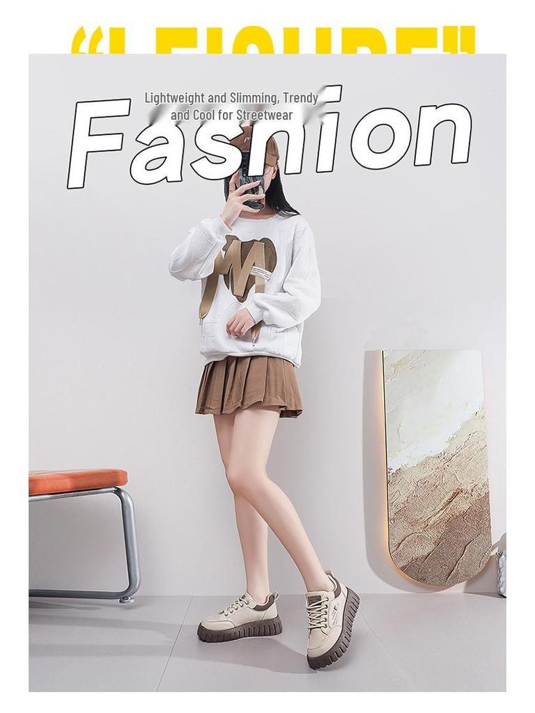 2024 Осенние Белые Женские Кроссовки в Корейском Стиле на Толстой Подошве, Модель XQ229