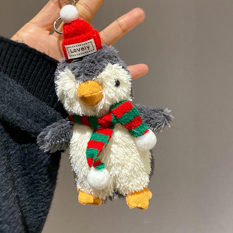 Cute Cartoon Peanut Christmas Penguin Plush Dolls Keychain Backpack Hangings Decoration Gifts
