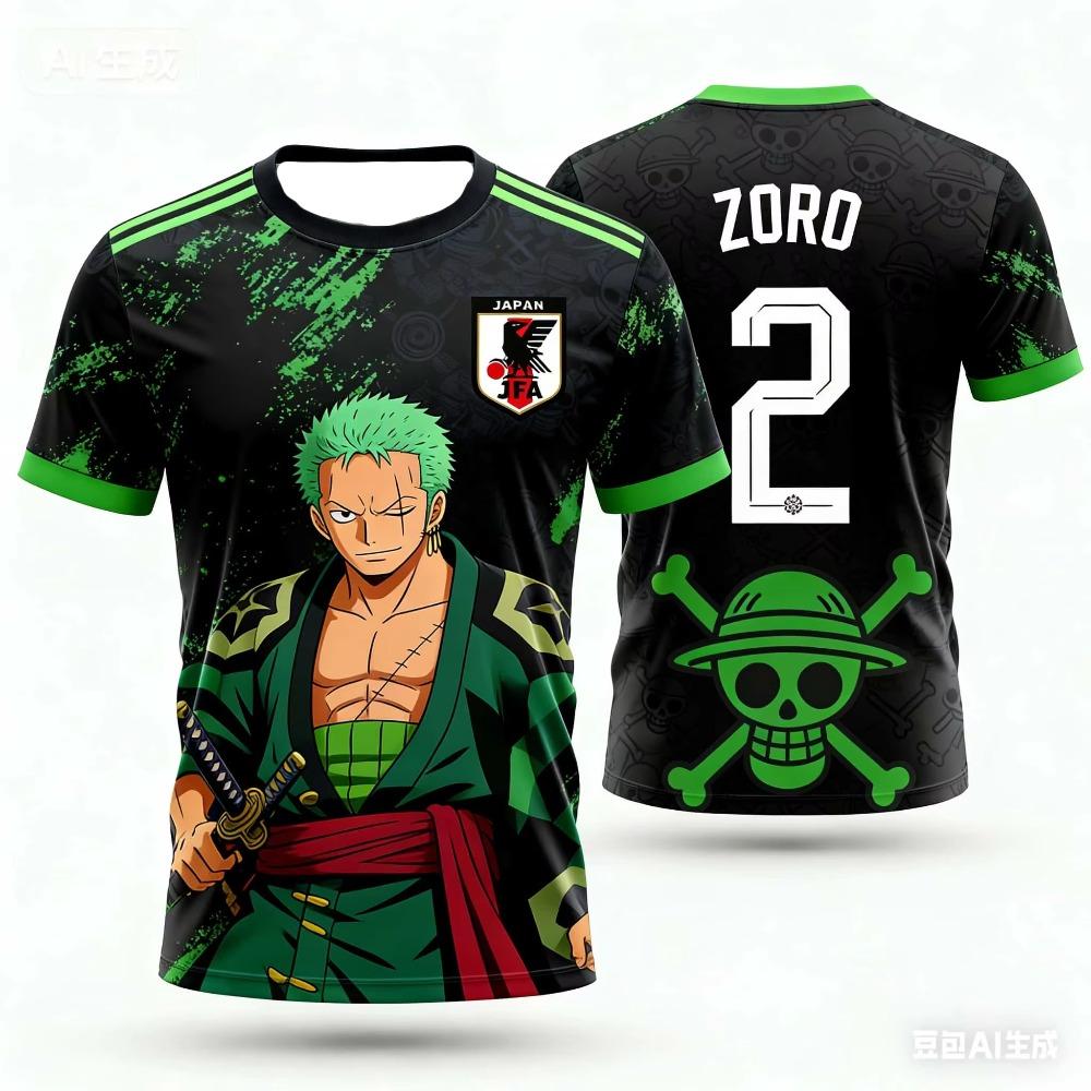2026 Japan One Piece Luffy Football Jersey T-shirt Kids Football Special Jersey Kit Quick-Drying Sweatshirt
