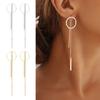 1 Pair Women Hanging Hollow Ear Chain Tassel Hoop Earrings Decoration Jewelry Prom Party