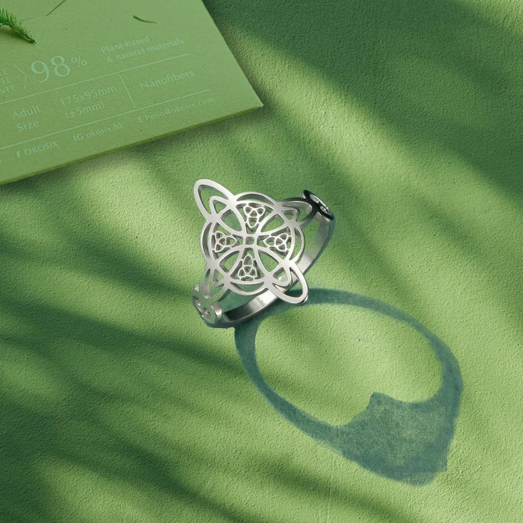 Кольцо с узлом ведьмы из нержавеющей стали для женщин Кольцо кельтского узла Трикетра Амулеты защиты от колдовства Ювелирные изделия