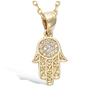 Les Trésors De Lily [R4217] - Gold Plated Pendant 'Hand of Fatma' Golden White - 14x10 Mm