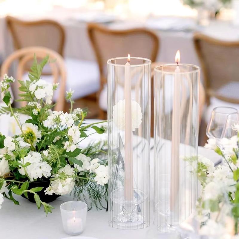 2 шт./набор подсвечников с крышками цилиндра стеклянный цилиндр в форме урагана прозрачный званый ужин вечеринка свадебные украшения