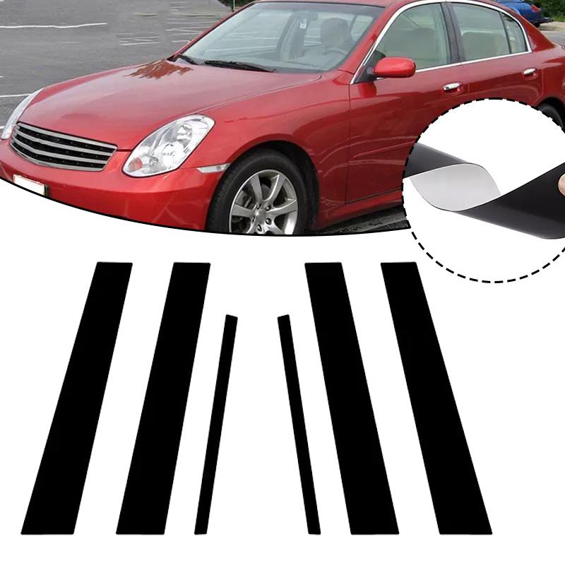 6 шт./комплект Накладки-наклейки на стойки и панели дверей для Infiniti G35 G37 2002 2003 2004 2005-2013 Черные Накладки на стойки окон и дверей Декоративная наклейка