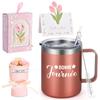 Livole Vacuum and Soap Flower Perfect Gift for Insulates for Hot or Cold Includes Lid and Stainless Rose Gold a Nice Day In Mug, Towel, Set, Women,