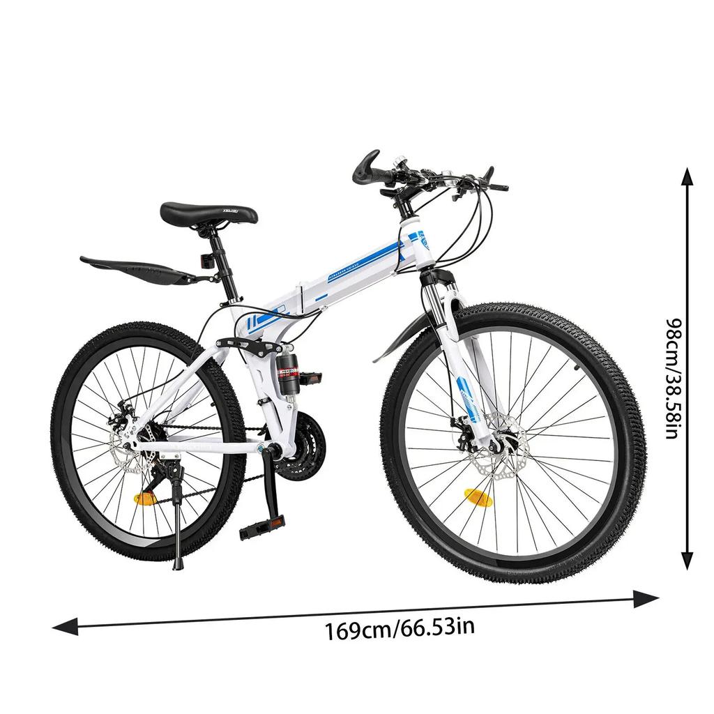 Складной горный велосипед 26" 21 скорость Двойные дисковые тормоза Мужской MTB для поездок на работу и активного отдыха