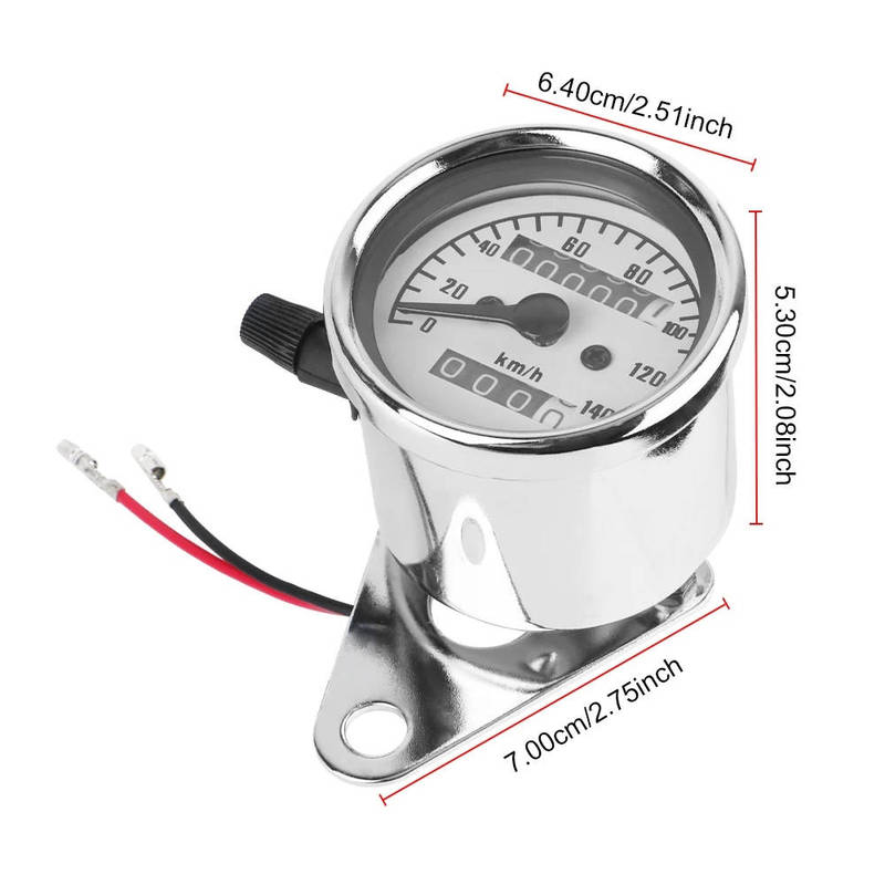 Universal Motorcycle Mechanical Dual Odometer Speedometer Gauge Speed Line Interface Metal Chrome for Harley Bobber Chopper Cafe