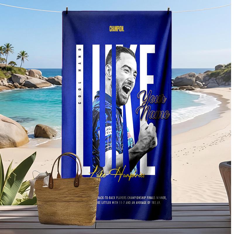 Luke Humphries Custom Beach Towel, Print Your Name Text Lightweight Absorbent Towel for Swimming Travel
