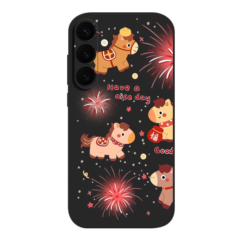 Милый чехол с принтом маленькой белой лошади для Samsung Galaxy S26 Ultra S25 FE S24 S23 S22 Plus S21 FE Встроенная металлическая пластина Магнитная силиконовая крышка
