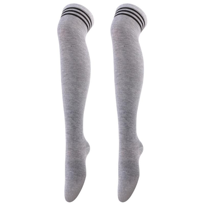 New Sexy Long Socks Solid Color Striped Women Over Knee Thigh High Over The Knee Stockings Ladies Girls Warm Knee Socks