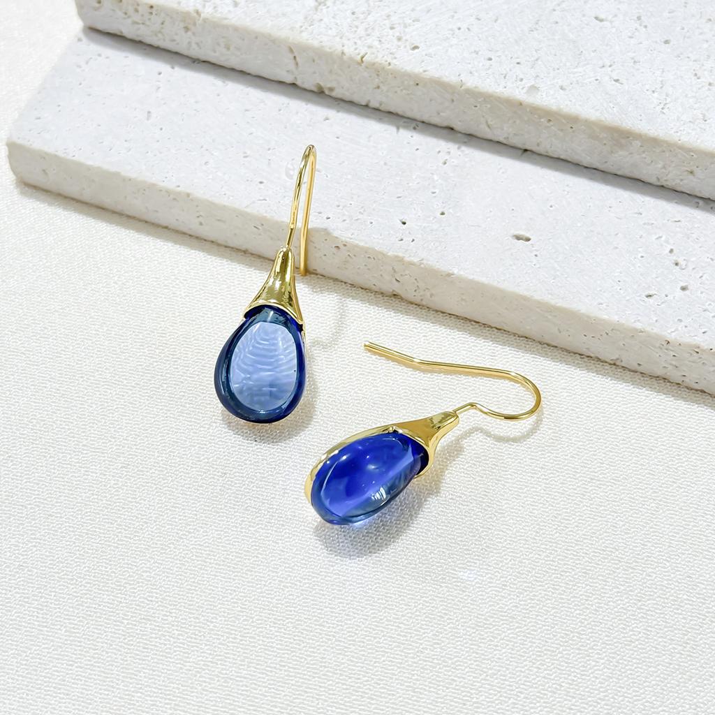 Серьги Longrui с инкрустацией из искусственного опала в форме капли воды, простые четырехцветные модные серьги с драгоценными камнями.