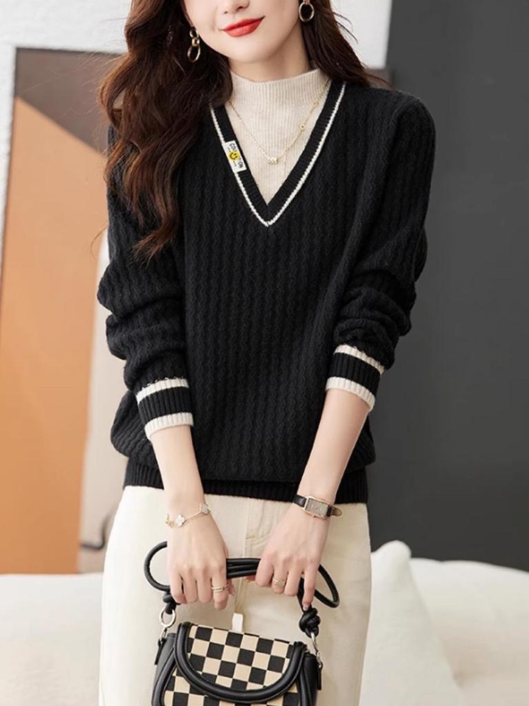 Модный женский вязаный свитер из двух частей в ленивом стиле – мягкий, липкий и уютный для осени/зимы