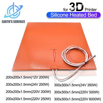 Силиконовый нагревательный мат для нагревательного стола Водонепроницаемый 200 мм 300 мм 12 В 24 В 220 В для Ender3 CR10 Нагревательный стол 200/350/500/600 Вт Деталь 3D-принтера