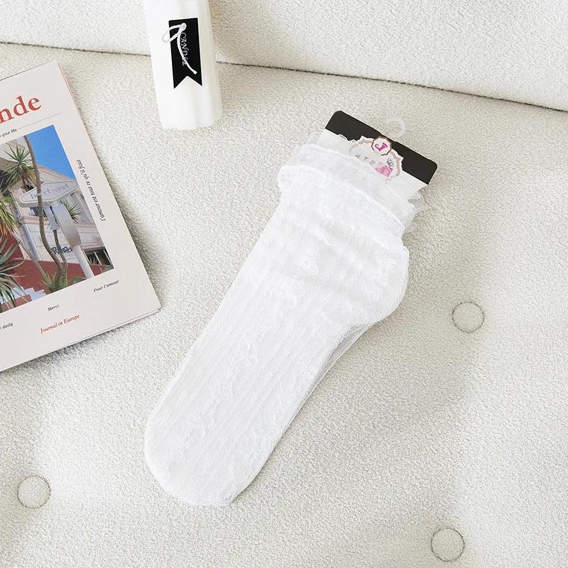 Сексуальные носки с кружевными оборками в японском стиле, ультратонкие прозрачные летние носки с ажурной сеткой, женские модные длинные носки в стиле Харадзюку в стиле ретро