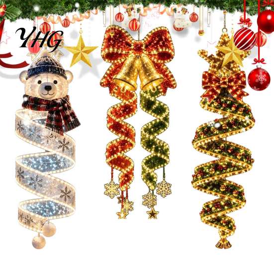 Festive Party Lighting for Home Christmas Magic Spiral Hanging LED Light, Decoration with Porch Ornaments Day And Night Lights Entryway Doorway