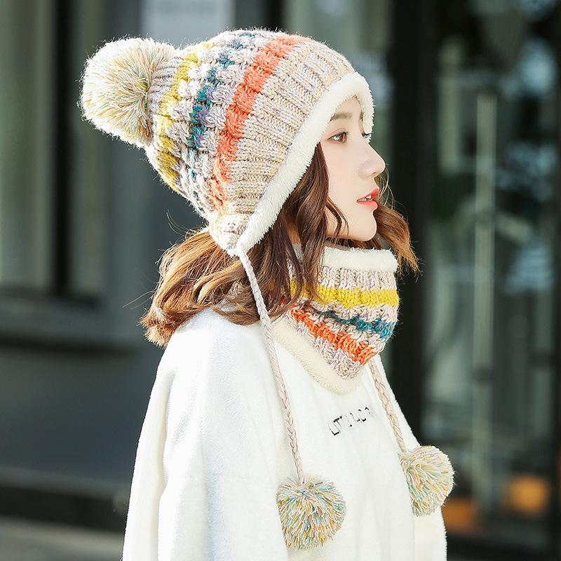 Hat Women's Autumn and Winter Cycling Hat Versatile Women's Outdoor Cycling Warm Knitted Wool Hat Neck Hat Winter