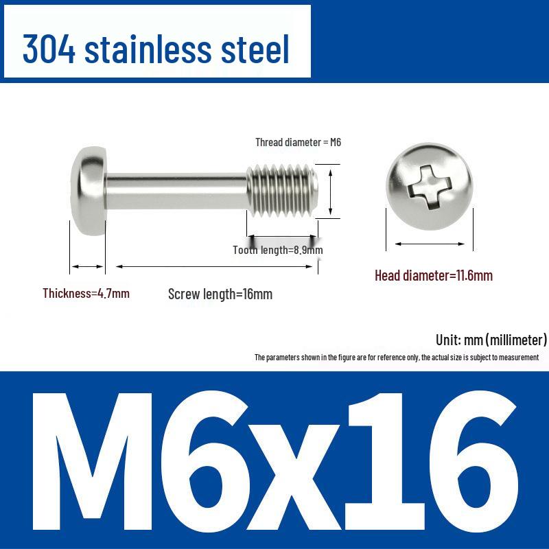 Yigu 304 Stainless Steel Phillips Round Head Captive Screws - M2/M3/M4 Half Thread Pan Head Machine Screws