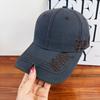Korean burgundy hardtop baseball cap women's side letter embroidery big head circumference wide brim cap men's versatile new model